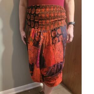 Tribe Azure Red Patchwork Harem Pants Cotton Fair Trade S/M Yoga Boho Festival